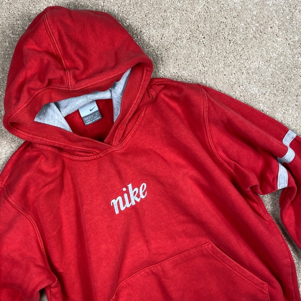 Nike Red Embroidered Logo‎ Hoodie Sweatshirt Pullover Casual Athletic Size M